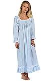 The 1 for U Martha Nightgown 100% Cotton Victorian Style - Sizes XS - 3X … (XXL / 2X, Blue)