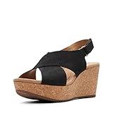 Clarks Women's Annadel Eirwyn Wedge Sandal, Black Nubuck, 9