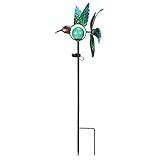 Afirst Solar Hummingbird Wind Spinner, Metal Kinetic Garden Stake Lights Wind Spinners, Outdoor Lights Lawn and Garden Décor