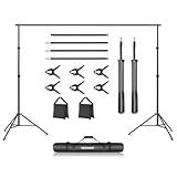 Neewer Photo Studio Backdrop Support System, 10ft/3m Wide 6.6ft/2m High Adjustable Background Stand with 4 Crossbars, 6 Backdrop Clamps, 2 Sandbags, and Carrying Bag for Portrait & Studio Photography