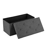 DUMOS 30in Foldable Storage Ottoman Bench, Storage Chest, End of Bed Foot Rest Stool with Padded Seat, Bedroom Bench for Living Room, Support 660lbs