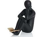 Artconal Reading Book Thinker Statue for Study Library Bookshelf Reading Nook Decoration, Book Lover Book Reader Club Gifts, Librarian Appreciation Gifts, Bookshelf Decorative Objects（C-Black）