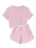 CNJFJ Kids Summer Sport T-shirt And Shorts Set Plaid Print Clothing Sets Tracksuit