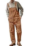 Beotyshow Men's Work Utility & Safety Overalls & Coveralls, Men Overalls,Bib Overall for Mens Work Dungarees Unisex Workwear Romper Oversized Jumpsuit,10 Pockets,Adjustable Straps Orange XL