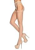 Leg Avenue Women's Sheer Suspender Pantyhose, Nude, One Size