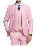 Men Suit Set Big and Tall Wedding Suit Business Suit Pink Prom Groomsmen Suits Tuxedos Jacket Blazer Vest Pants Men Suits 4XL