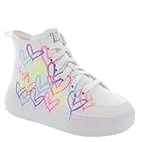 Skechers Girls HYPERLIFT-Love Daze Sneaker, White/Multi, 13 Little Kid