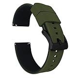 BARTON WATCH BANDS 24mm Army Green/Black - Elite Silicone Watch Bands - Black Buckle Quick Release