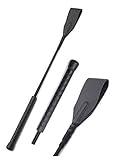 Riding Crop 18" for Horses, Equestrian Riding Crop for Horses, Double Slapper Horse Crop, Black English Riding Crop, Genuine Leather Horse Crop (Black)