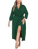 IN'VOLAND Womens Plus Size Kimono Robes Long Knit Bathrobe Lightweight Soft Sleepwear V Neck Ladies Loungewear 3X