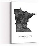 HFKSRJGW Map Poster for Tracking Travel,Minnesota Map Art Poster,Black And White Wall Art Print Of Minnesota,Gift Idea,Gift for Friend,Office Gifts,Glam Living Room Decor 8 in x12 in-Ready to Hang