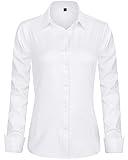 J.VER Womens Dress Shirts Long Sleeve Button Down Shirts Wrinkle-Free Stretch Regular Fit Solid Work Blouse White Small