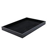 JETEHO Velvet Jewelry Tray for Drawers Black Jewelrys Display Tray Stackable Jewelry Organizer Trays for Necklace Bracelet Ring Watch (1, Black)
