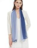 PANTONIGHT Long Ombre Chiffon Sheer Scarf Gradient Blue Shaded Colors Lightweight Scarf For Womens (Color 087)