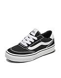 Vans Youth Brooklyn LS Shoe | Kids' Low-Top Sneakers for Boys & Girls, Casual Fashion Footwear, Suede/Canvas Black/White, 3.5