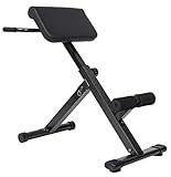 Fitvids Adjustable Roman Chair AB Back Hyperextension Bench with Handle, 300-Pound Capacity Black