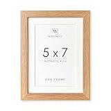 5x7 Picture Frame, Solid Oak Wood 5x7 Photo Frame with Mat to 4x6, 7x5 Picture Frames for Wall and Tabletop Display, Natural Oak 5 x 7 Frame, Set of 1
