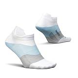 Feetures Elite Ultra Light Cushion Ankle Socks - Sport Sock with Targeted Compression - White Sky, M (1 Pair)