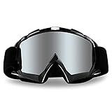 4-FQ Motorcycle Goggles Dirt Bike Goggles Anti UV Safety Goggles Anti Scratch Motocross Goggles Dustproof Motorcycle Glasses Motorbike Goggles for Cycling Riding Climbing Skiing-Sliver Lens