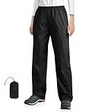 33,000ft Packable Rain Pants for Women Waterproof Pants Lightweight Rain Over Pants Outdoor Windproof Pant for Golf Hiking Black