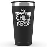 Sodilly Coffee Tumbler with Lid - Humorous Gift for Fathers from Children - My Favorite Child Gave Me This Father Cup - Dad's Special Cup with Lid - Tumbler Cup - Travel Coffee Mug - 16 oz Black