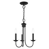 Livex Lighting 42683-04 Steel 3 Light Chandelier for Home Decor, 1 Black Ceiling Light Fixture, Perfect for Living Room or Bedroom Decor