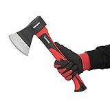 INTERTOOL 15” Camping Hatchet Axe – Compact Wood Splitting Tool with Fiberglass Shock-Resistant Handle, Small Axe for Chopping Firewood, Kindling, and Survival Gear – HT-0262