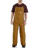 Carhartt mens Loose Fit Washed Duck Insulated Bib Overall (Big & Tall) Work Utility Outerwear, Carhartt Brown, 5X-Large Big Tall US