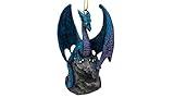 Fantasy Dragon Mythical Creature On Rock Christmas Tree Hanging Ornament Statue