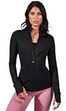 90 Degree By Reflex Women’s Lightweight, Full Zip Running Track Jacket - Black - XL