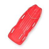 Slippery Racer Downhill Xtreme Flexible Adults and Kids Plastic Toboggan Snow Sled for Up to 2 Riders with Pull Rope and Handles, Red