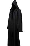 Joyshop Mens Halloween Witch Cosplay Robe Costume Adult Hooded Cloak Cape (Black, X-Large)