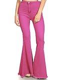 Anna-Kaci Women's Fashion High Waist Long Denim Bell Bottom Jeans Flared Pants, Rose Red, Medium