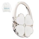 ROFLYER Clover Design Foldable Handbag Hanger Folding Purse Table Hook Holder(White)