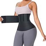 FeelinGirl Waist Trainer for Women Sauna Trimmer Belt Waist Cincher Tummy Wrap Plus Size (One Size, Black)