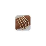 DEARMAY Gold Bracelets for Women Trendy Gold Jewelry Set for Women Cuban Link Chain 14K Gold Plated Filled Figaro Paperclip Rope Herringbone Bracelet Pack 18K Gifts for Women
