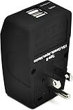 Ceptics US Adapter Power Plug Ceptics - EU European to USA American Socket Travel Outlet - Grounded Universal Input - Dual USB - 4 in 1, Black, Model: GP4-5