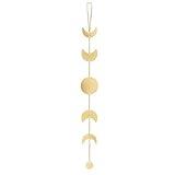 Mkono Moon Phase Wall Hanging Metal Boho Home Decor Vertical Chic Moon Garland for Dorm Nursery Bedroom Living Room Apartment Office, Decorative Wall Art for Girls Mom, Gold