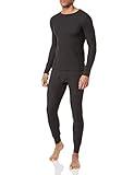 Fruit of The Loom Men's Recycled Waffle Thermal Underwear Set (Top and Bottom), Black, Small