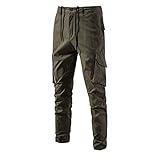 Men's Classic Fit Cargo Pants Casual Relaxed Fit Outdoor Hiking Camping Pants Zipper Pocket Fitness Track Sweatpants Army Green