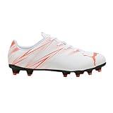 PUMA Attacanto Firm, Artificial Ground Soccer Cleats Sneaker, White-Glowing Red, 1 US Unisex Little Kid