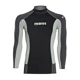 Mares Men's Trilastic Long Sleeve Rash Guard Shirt for Water Sports | UV Protection, Flatlock Stitching Style, Lightweight Durable Stretchable Fabric, Large Black Grey