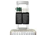 riemot Luggage Travel Cup Holder Free Hand Drink Carrier - Hold Two Coffee Mugs - Fits Roll on Suitcase Handles - Gifts for Flight Attendants Travelers Accessories Carbon Black