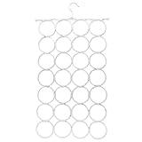 Super Z Outlet Foldable 28 Ring Hole Slots Space Saving Clothing Closet Hanger Scarf, Ties, Belts, Socks Organizer for Home Bedroom, Bathroom, Living Room (White)