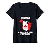 Womens The USA Canada’s 11th Province Funny US-EH USEH V-Neck T-Shirt