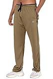 NEIKU Men's Pants Athletic Open Bottom Running Pants Mesh Mens Sweatpants Zipper Pockets Khaki/Black-XL