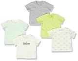 Amazon Essentials Baby Boys' Short-Sleeve Tee, Pack of 5, Bright White Hippo/Green Stripe/Grey/Lime Green/White, Preemie