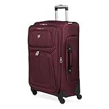 SwissGear Sion Softside Expandable Luggage, Merlot, Checked-Medium 25-Inch