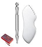 Acupuncture Pen and Stainless Steel Gua Sha Set, Manual Reflexology Metal Acupressure Pen Facial Eye Massager Lymphatic Drainage Tools for Face Neck Muscle