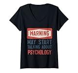 Womens Warning May Start Talking About Psychology V-Neck T-Shirt